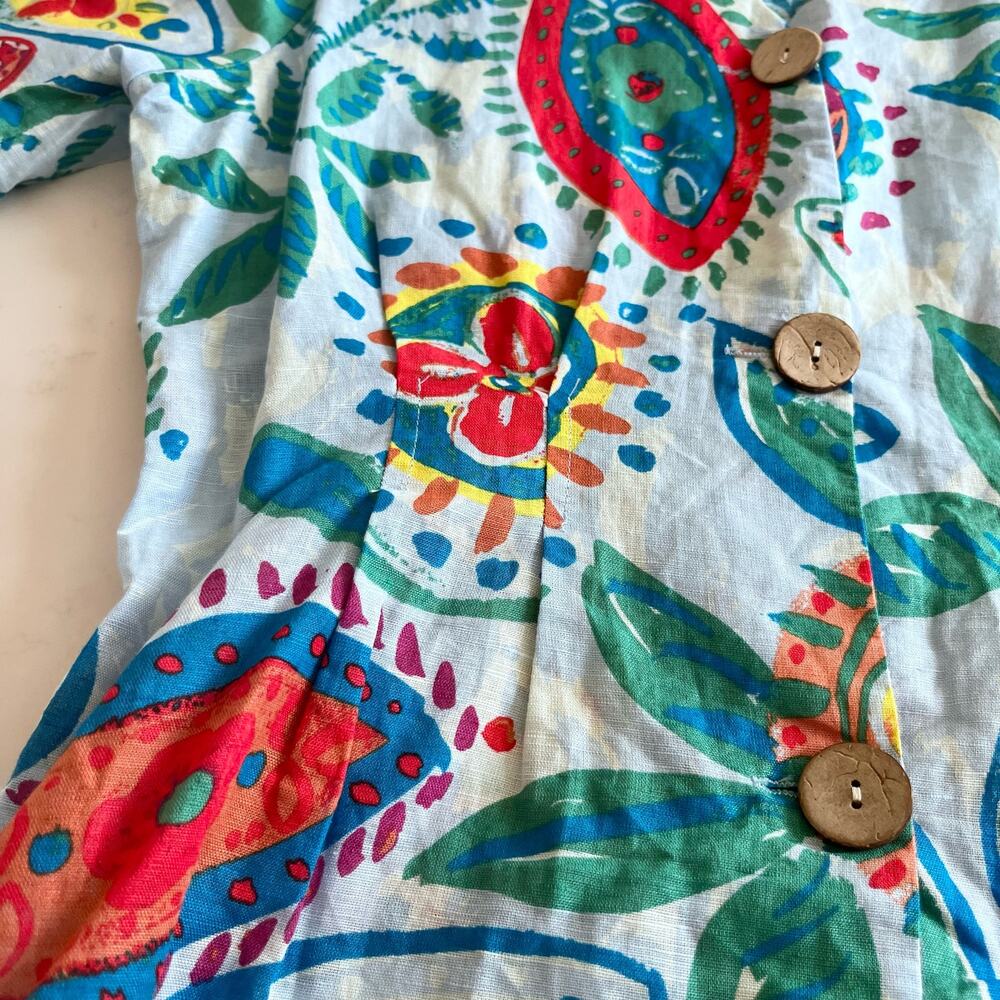 Hester & Orchard Anthropologie Blue Floral Paisley Linen Blend Blouse Small NWT - Picture 9 of 13